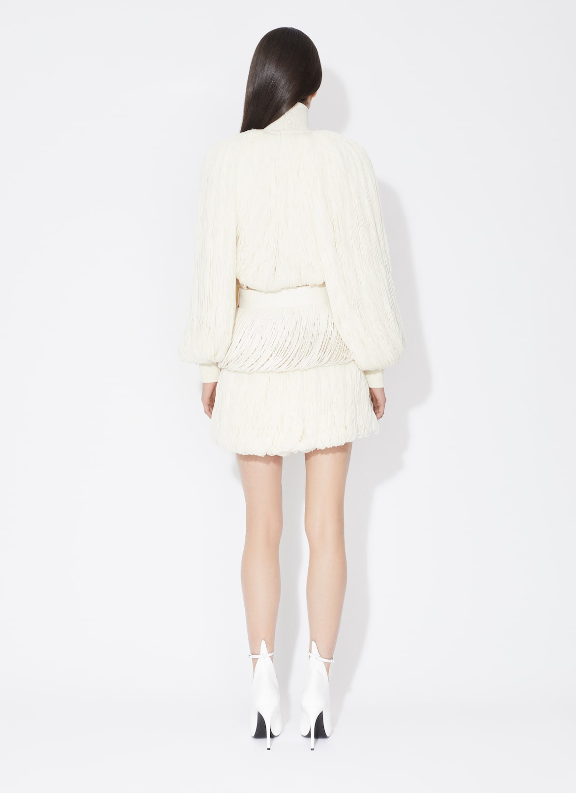 MINI SKIRT WITH KNITTED FRINGES ALAÏA OFF-WHITE MINI SKIRT WITH KNITTED FRINGES